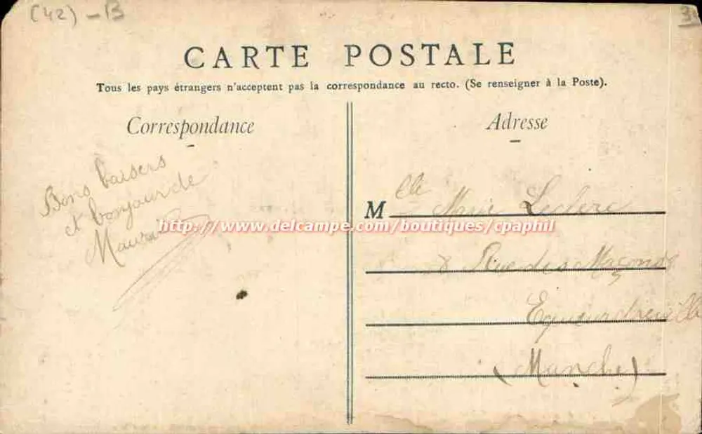 Saint-Étienne in der Nacht — Rue de la République — Éditions de la Poste - Rückseite