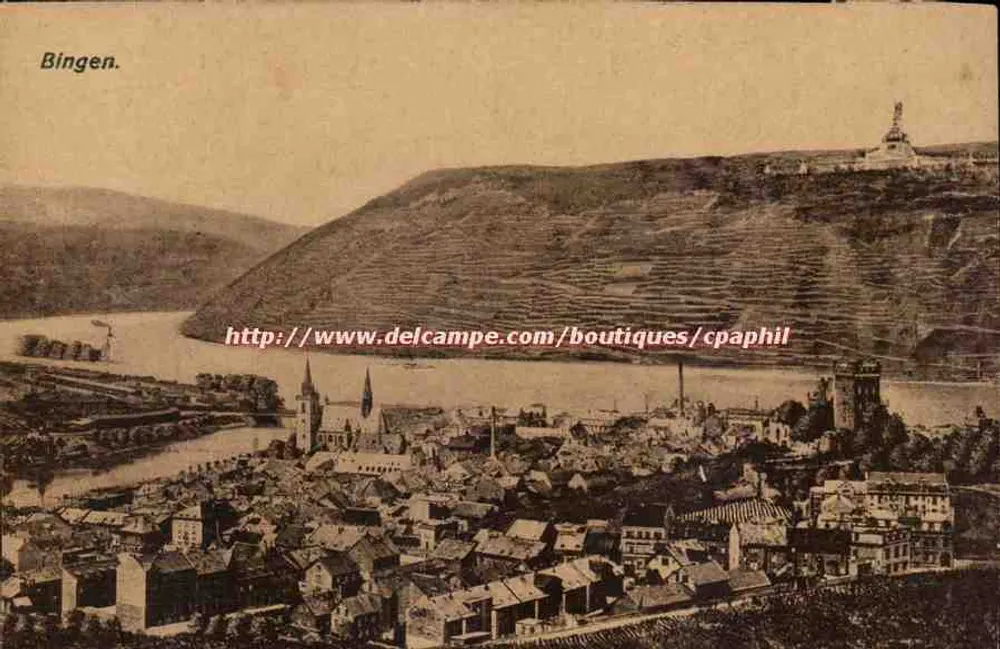 Bingen — Panoramablick auf den Rhein — Verlag Delcampe - Vorderseite