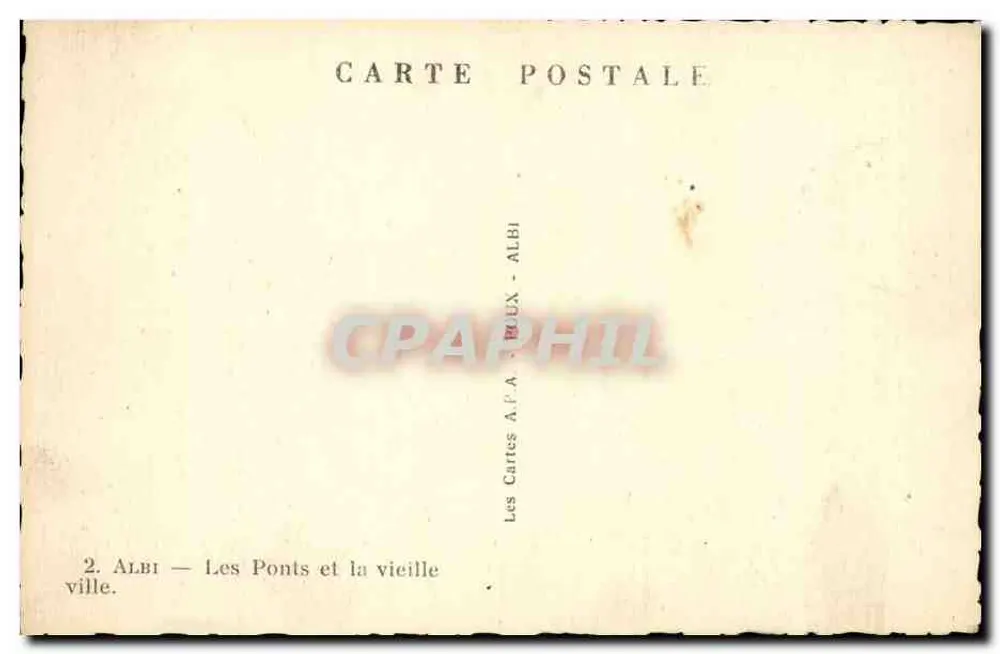 Albi — Les Ponts et la vieille ville — Les Cartes A.P.A. - Rückseite