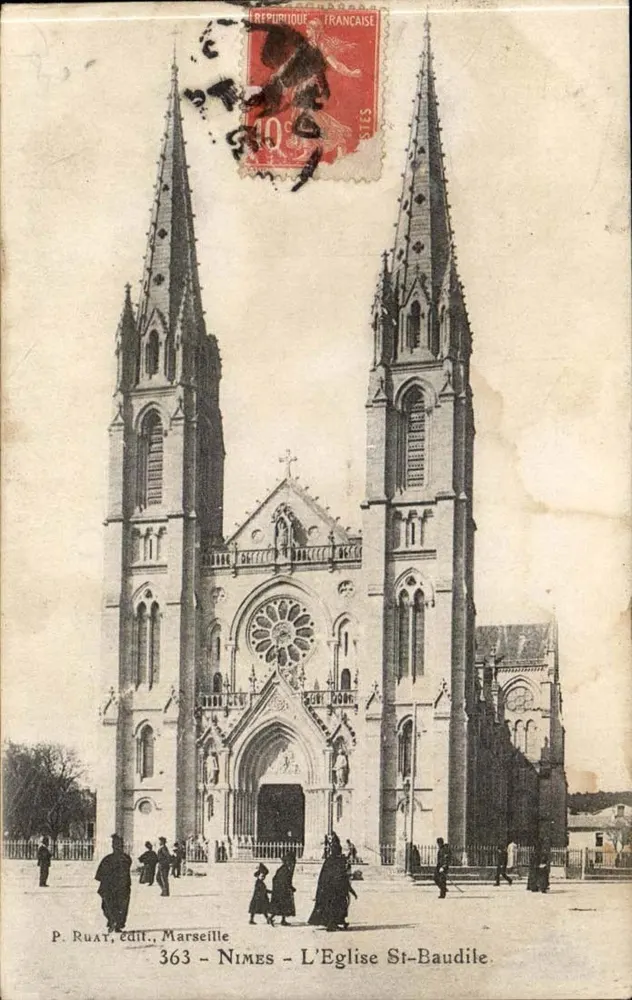 Nîmes - A Igreja de São Baudile — P. Ruat, editor, Marselha, n° 363 - Frente