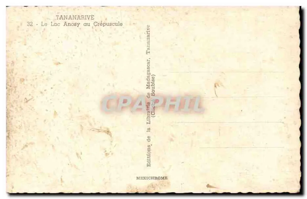 See Anosy am Abend — Tananarive, Madagaskar — Éditions de la Librairie de Madagascar, Tananarive - Rückseite