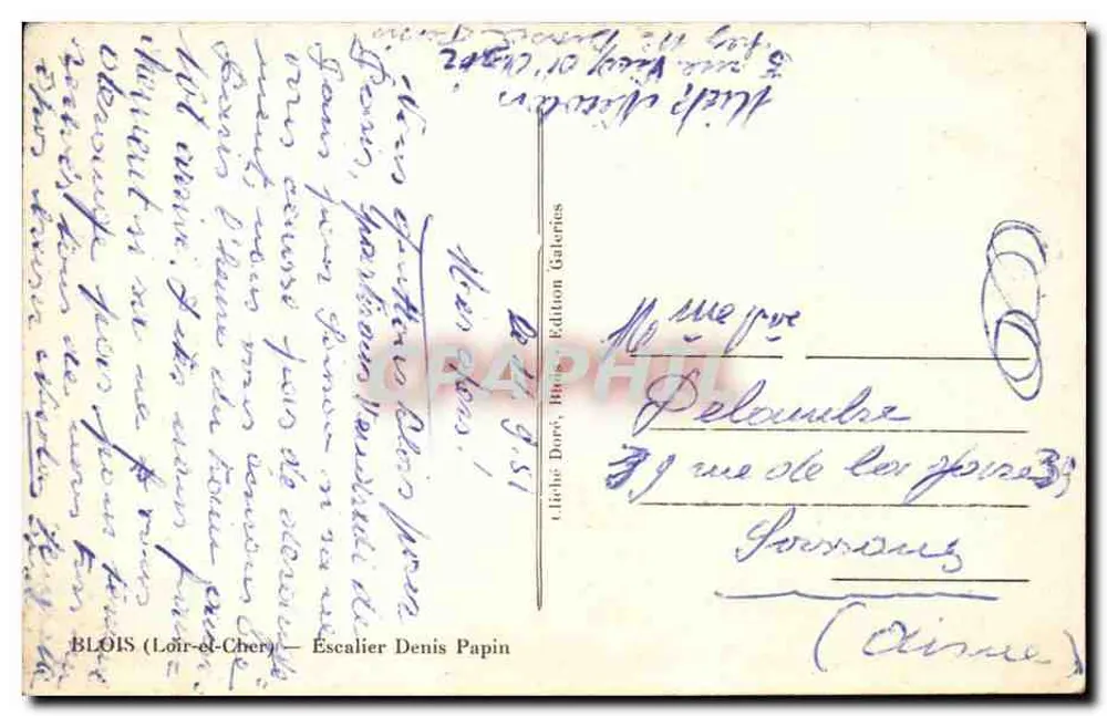BLOIS (Loir-et-Cher) — Escada Denis Papin — Edição Dore - Verso