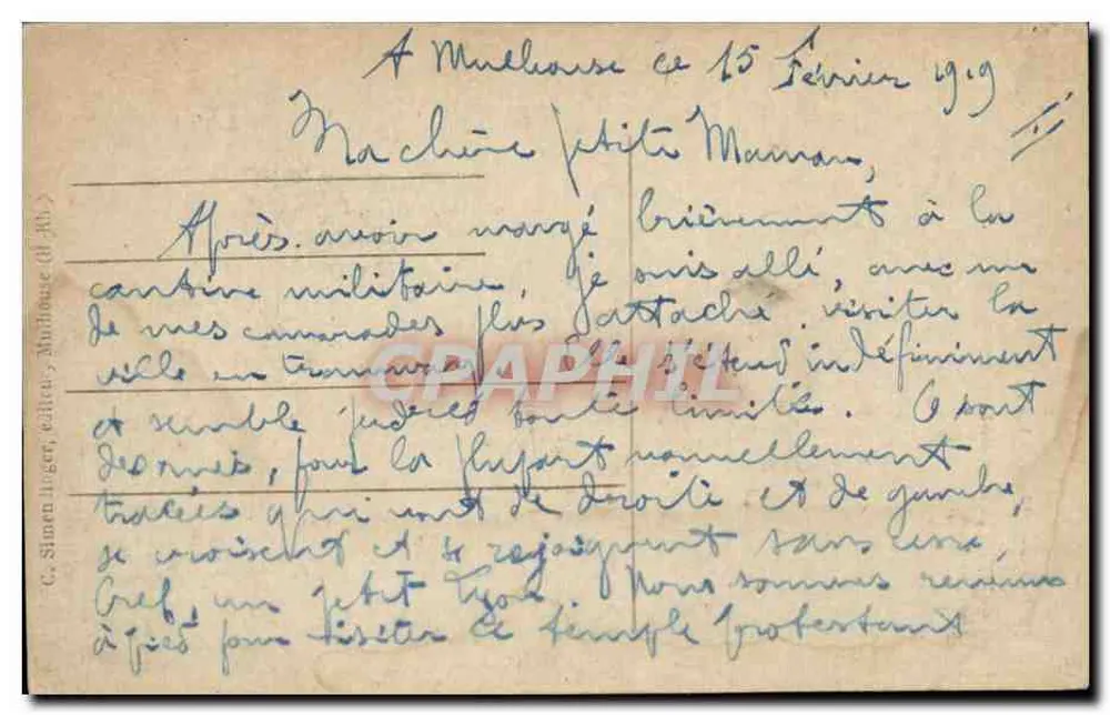Mulhouse (Haut-Rhin) — Templo protestante — C. Simon, Jinger, editor - Verso