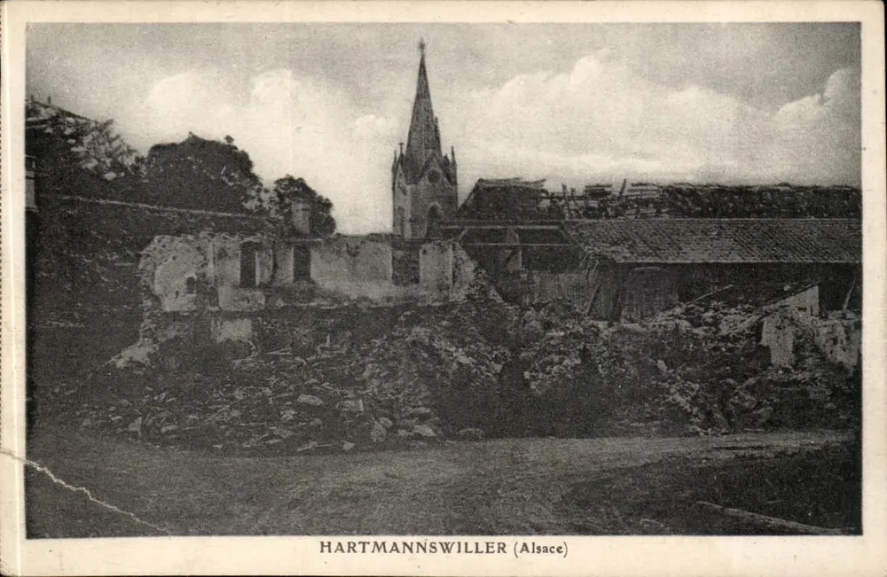 Hartmannswiller (Alsácia) — ruínas após guerra — J. Kunts, editor, Soultz-Haut-Rhin - Frente