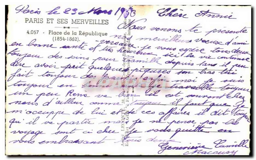 Place de la République — Paris — editor Guy, n° 4.057 - Verso