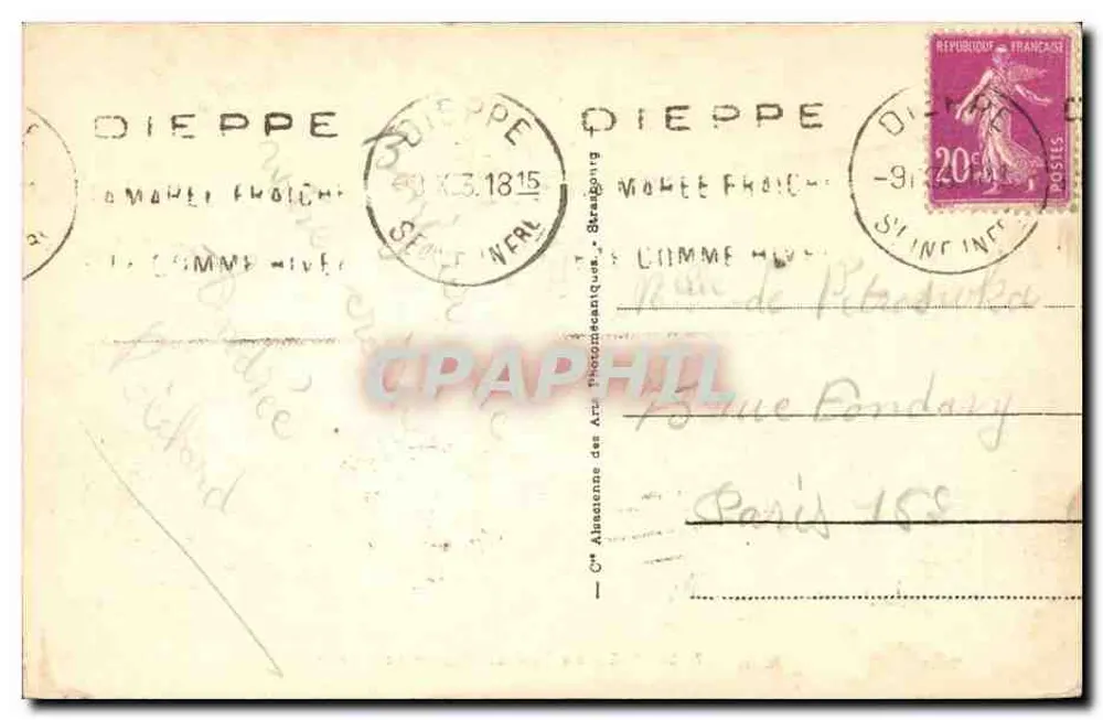 Dieppe — O Castelo (Fachada norte-oeste) — Cie Alsacienne des Arts Photographiques, n°7 - Verso