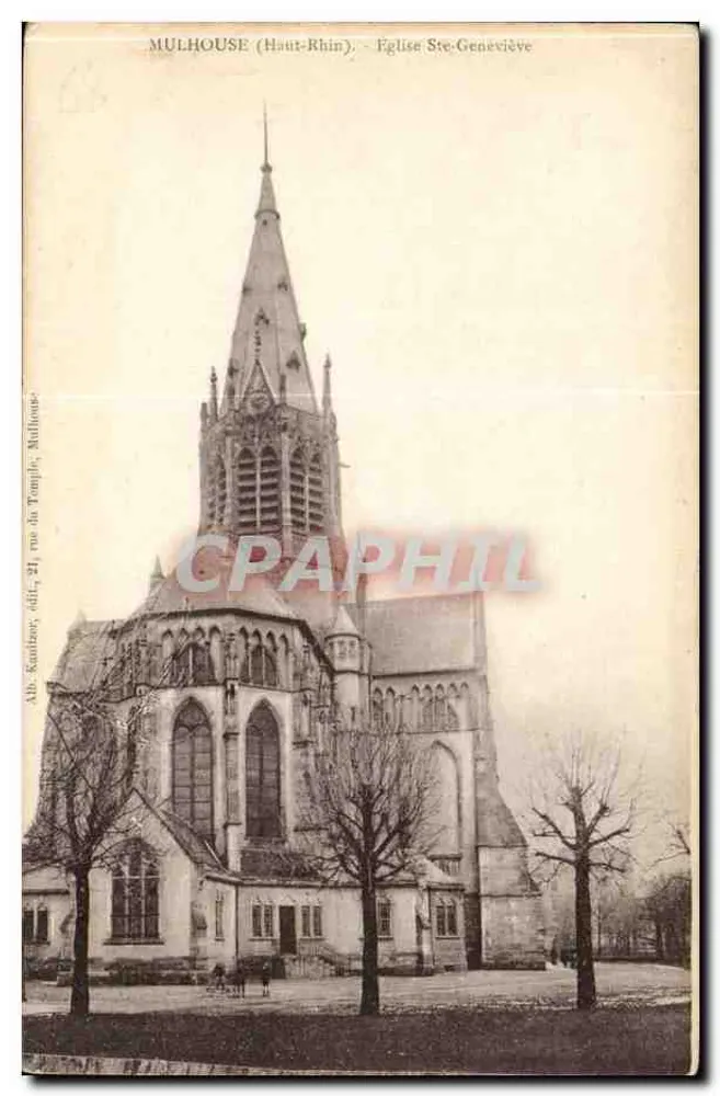 Mulhouse (Haut-Rhin) — Church of Saint Geneviève — publisher Kantzer, 21 rue du Temple, Mulhouse - Front
