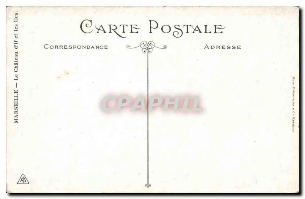 Marselha — O Castelo de If e as Ilhas — Ed. P. Géroulal em C.-Marselha - Verso