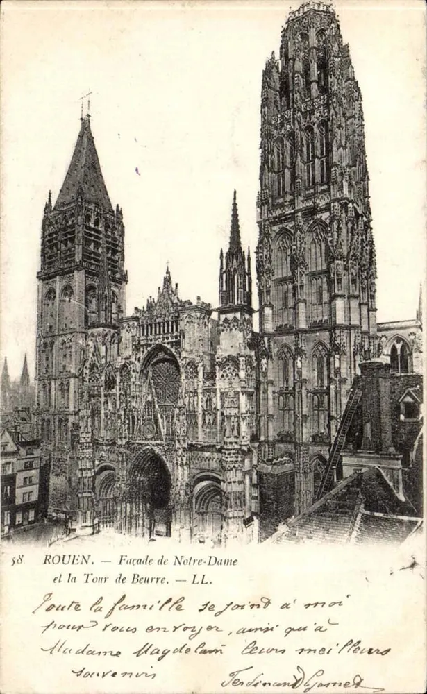 Rouen — Façade de Notre-Dame et la Tour de Beurre — LL - Recto
