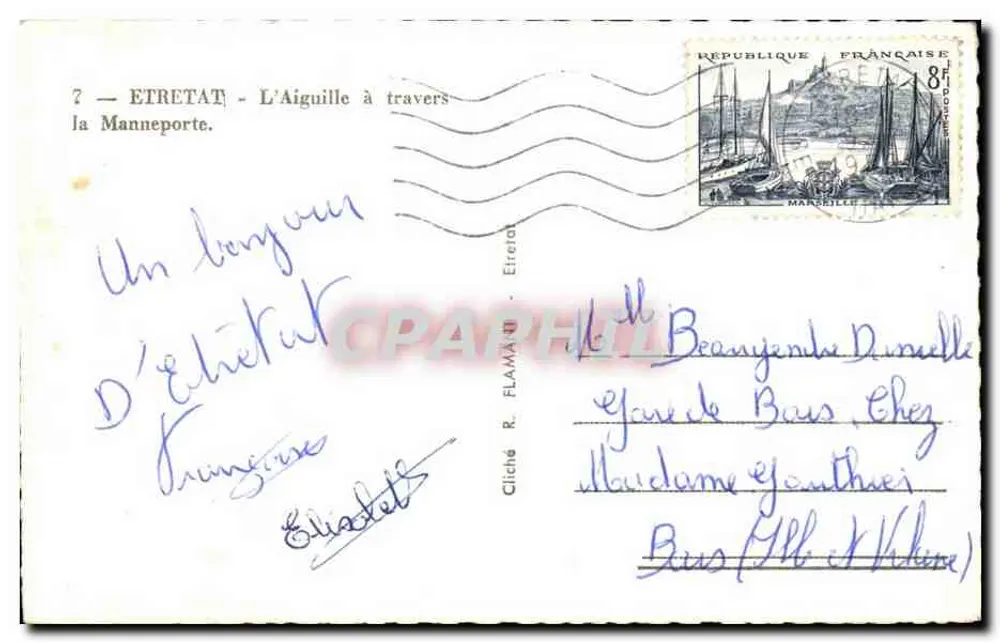 Étretat — A Agulha através da Manneporte — R. Flamart - Verso