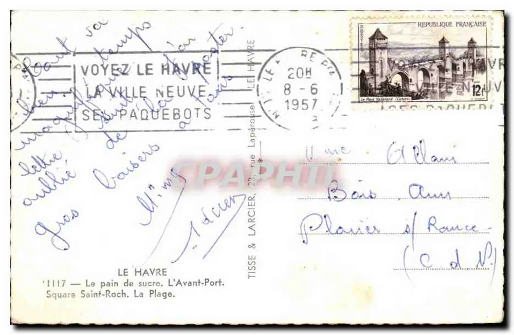 Le Havre — vista panorâmica — Tisse & Larquier, n°1117 - Verso