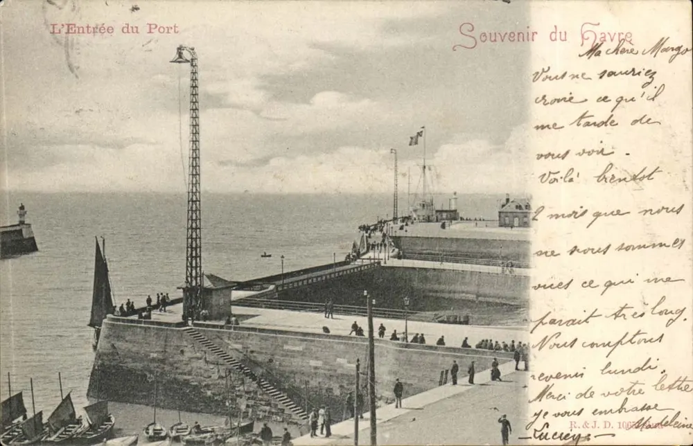 Die Einfahrt in den Hafen — Erinnerung an Le Havre — R. & J. D. 1007 - Vorderseite