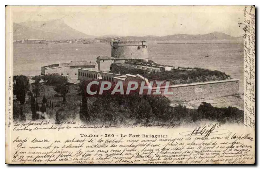 Toulon - O Forte Balaguier — vista panorâmica — Fototipia E. Lacour - Marseille - Frente