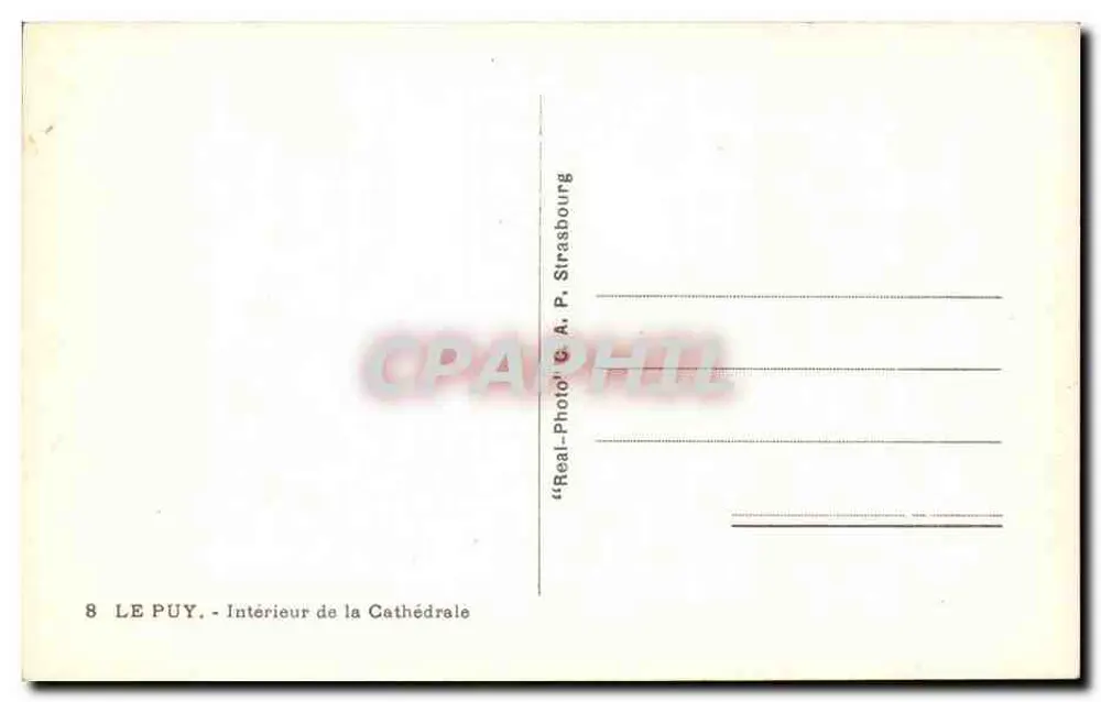 Le Puy - Binnenkant van de Kathedraal — uitgever G. A. P. Strasbourg, n°8 - Achterkant