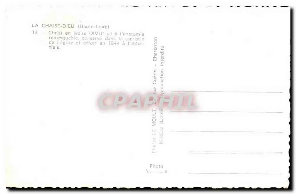 La Chaise-Dieu — Cristo em marfim do século XVII — Editor: Moullet - Verso