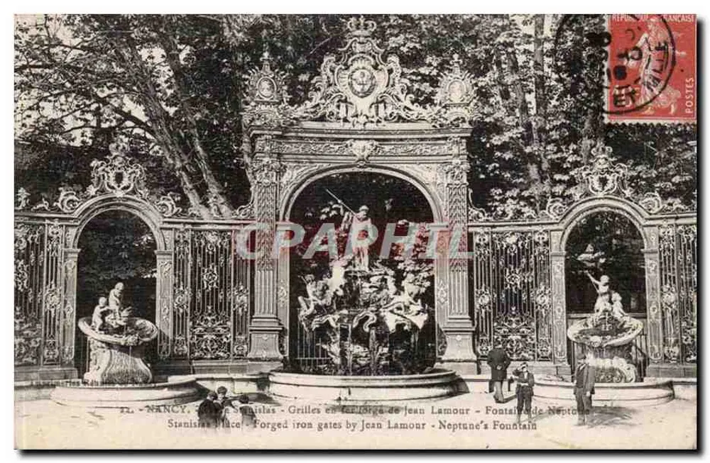 Nancy, Place Stanislas - Eisen-Gitter von Jean Lamour - Fontäne Neptun - Vorderseite