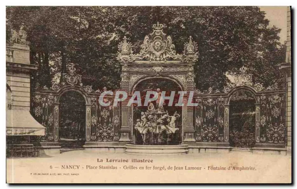 Nancy - Place Stanislas - Eisenwerk-Gitter von Jean Lamour - Fontäne der Amphitrite - Vorderseite