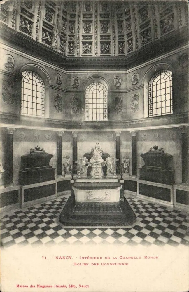 Nancy — Innenansicht der Runden Kapelle (Kirche der Cordeliers) — Maison des Magasins Réunis, Verlag Nancy - Vorderseite