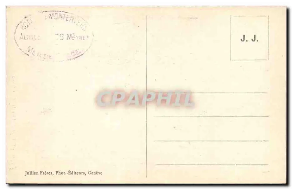 Chamonix e o Mont-Blanc — vista panorâmica — J. J. 7719, Jullien Frères, Genève - Verso