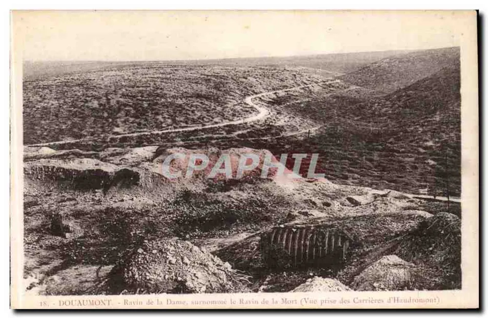 Douaumont - Ravin de la Dame, genannt Ravin de la Mort (Aussicht vom Haudromont-Steinbruch) - Vorderseite