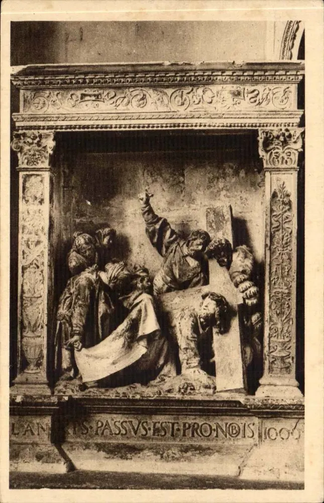 Jesus und Veronica — linkes Panel des Retabels — Kirche von Hattonchâtel (Meuse) — zugeschrieben Ligier-Richier (1523) - Vorderseite