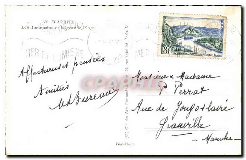 Biarritz — Les Hortensias et la Grande Plage — Réal-Photo - Verso