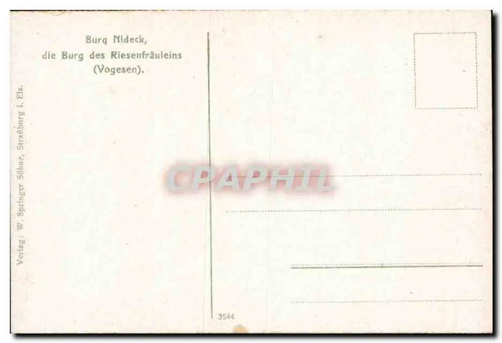 Burg Nideck — die Burg des Riesenfräuleins — Springer & Söhne, Straßburg i. Els. - Rückseite