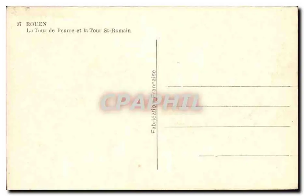 Rouen — Ansicht der Türme der Kathedrale — französische Herstellung n°37 - Rückseite