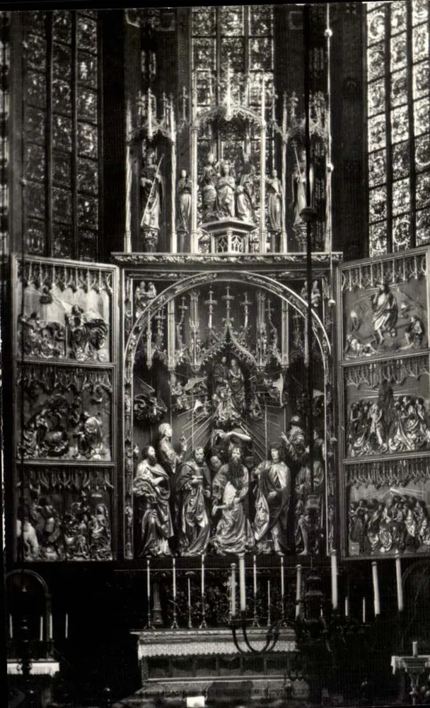 Altar esculpido — Igreja de Santa Maria de Ulm — editor não identificado - Frente