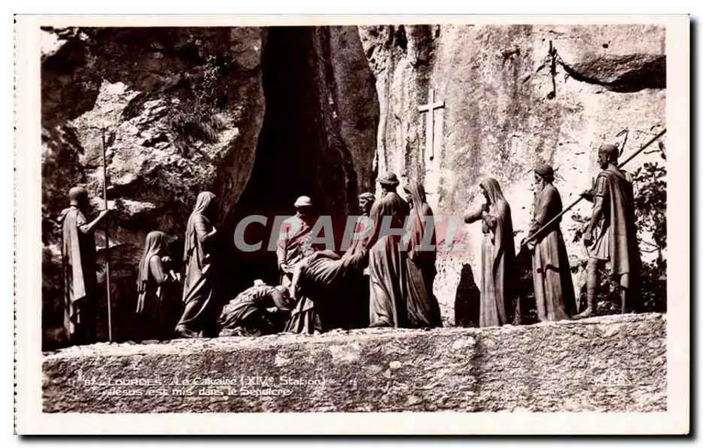 Lourdes - La Calvaire (14. Station) - Jesus wird in den Sempierre gelegt - Real-Photo C. A. P. Strasbourg - Vorderseite