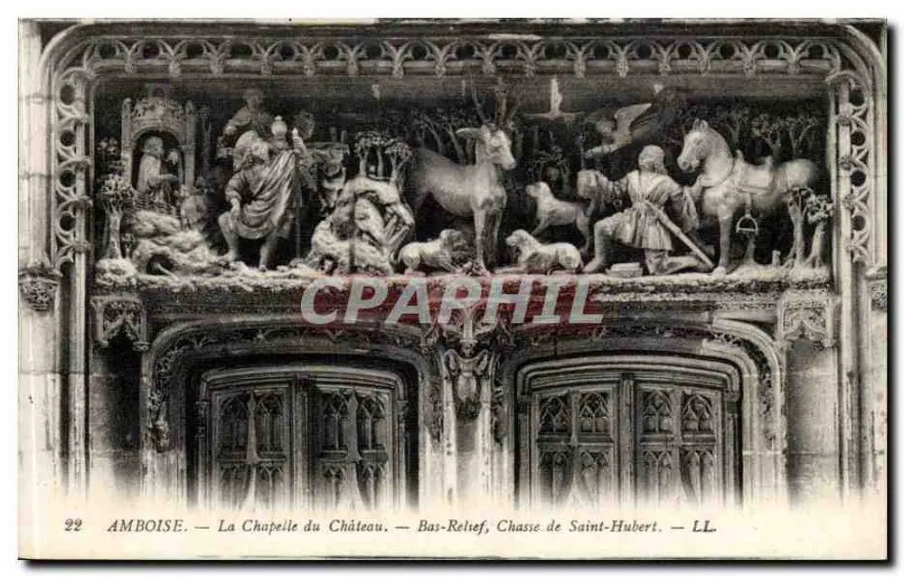 Amboise — Die Kapelle des Schlosses — Bas-relief, Jagd auf Saint-Hubert — LL - Vorderseite