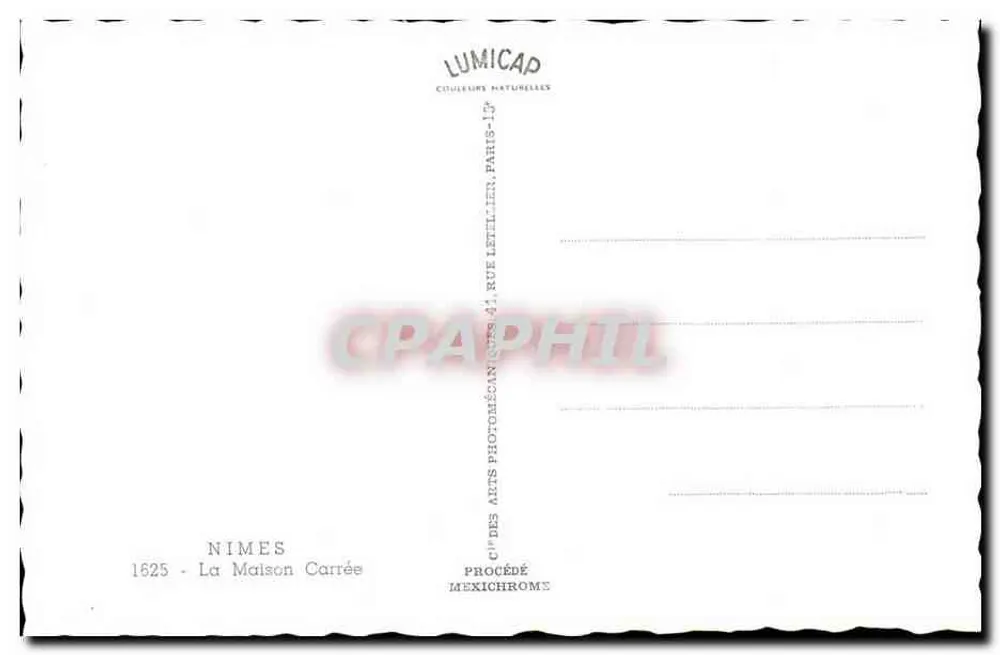 Nîmes - A Maison Carrée — editor Lumicap, n° 1625 - Verso