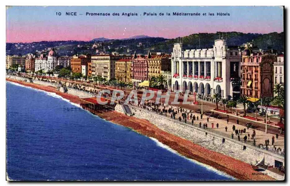 NICE — Promenade des Anglais, Palais de la Méditerranée und die Hotels — Éditions d'Art Munier - Vorderseite