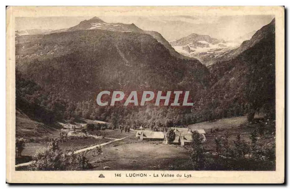 Luchon - A Vale do Lys — Bilhete postal antigo n°146 — editor Cie des Arts Photomécaniques, Strasbourg - Frente