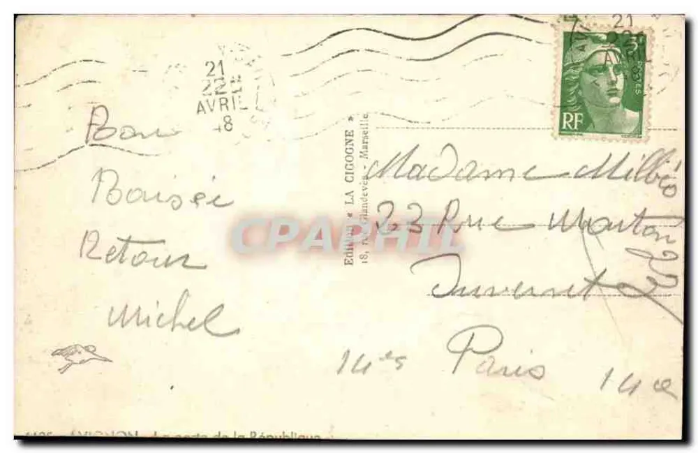 Avignon — O Ponte Saint-Bénézet e o Rhône — Edição La Cigogne - Verso