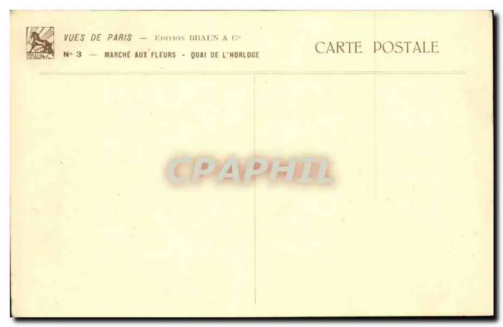 Marché aux Fleurs — Quai de l'Horloge — Édition Braun & Cie, N°3 - Verso