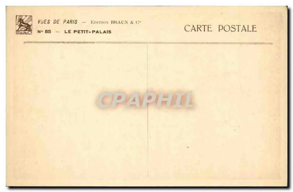 O Petit-Palais — Paris — Edição Braun & Cie, N° 55 - Verso