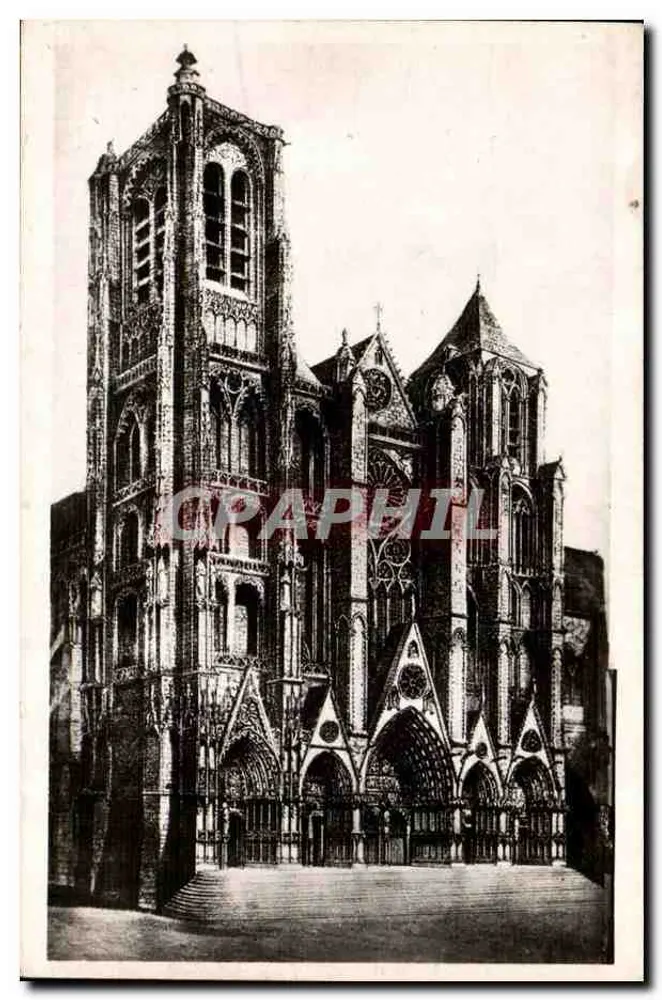 Fachada da Catedral — Bourges — Editor E. Maquignaz, n° 201 - Frente