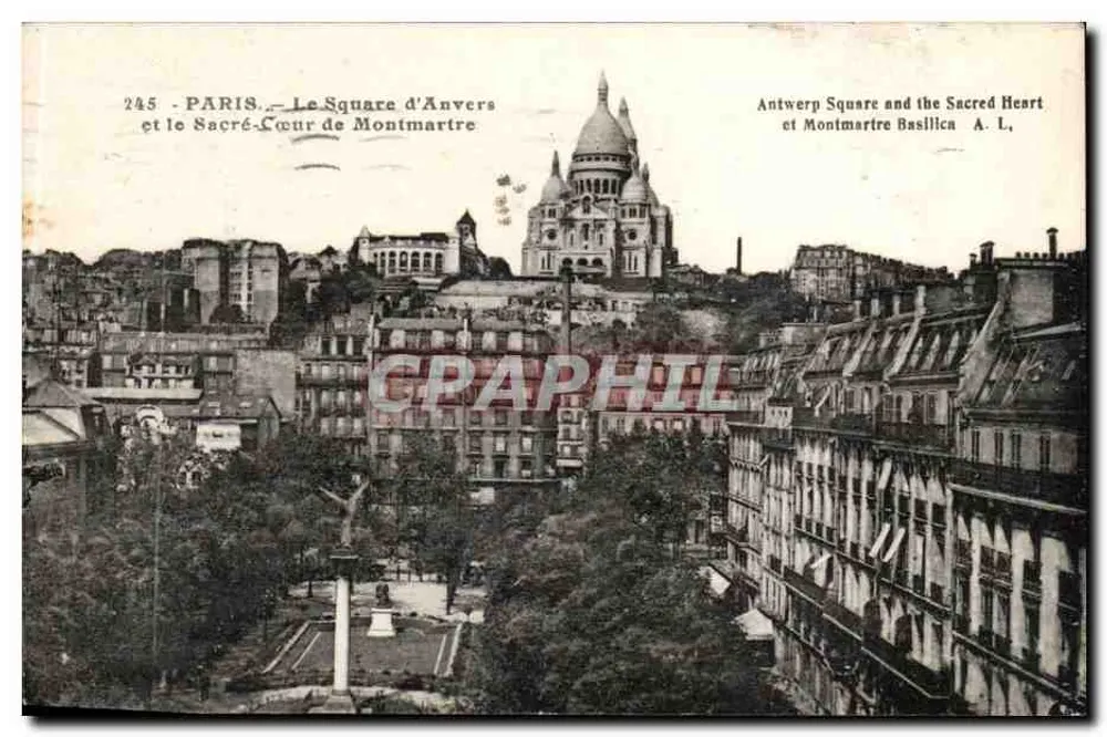 Paris - Square d'Anvers und der Sacré-Cœur von Montmartre — A. L. n°245 - Vorderseite