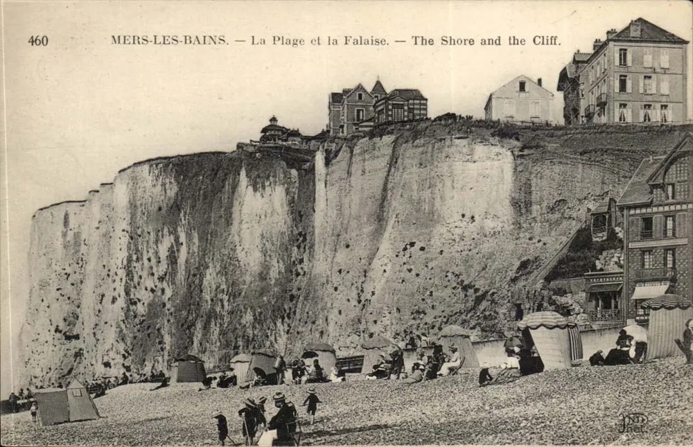 Mers-les-Bains — La Plage et la Falaise — Der Strand und der Felsen. — Nr. 460 — Verlag: J. P. D. Her - Vorderseite