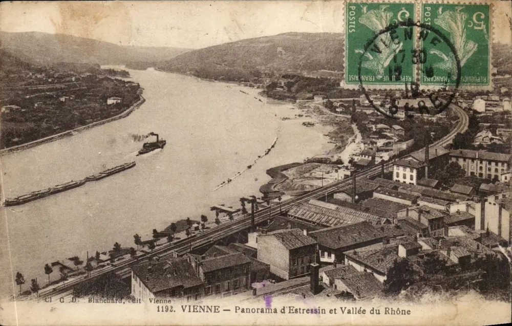 Vienne — Panorama von Estressin und Rhône-Tal — Cl. O. D. Blanchard, Verlag Vienne, Nr. 1192 - Vorderseite