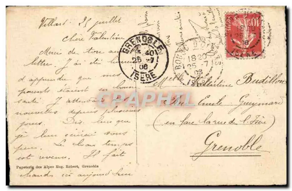 Dauphiné. Der Bourg d'Oisans und die Grandes Rousses — n°710 — Papeterie des Alpes Eug. Robert, Grenoble - Rückseite