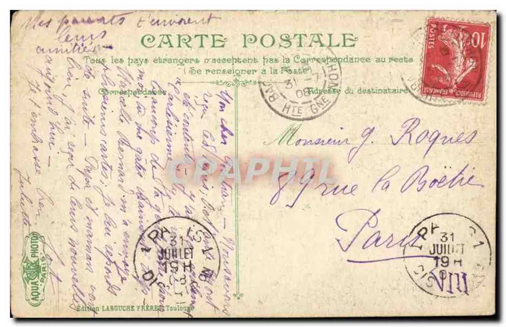 Luchon — Cachoeira da Pique — Edição Labouche Frères, n° 2743 - Verso