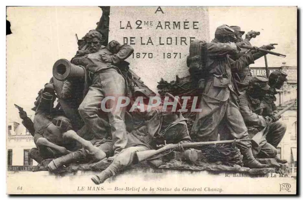 Le Mans — Bas-relief der Statue des Generals Chanzy — gewidmet der 2. Armee der Loire (1870-1871) - Vorderseite