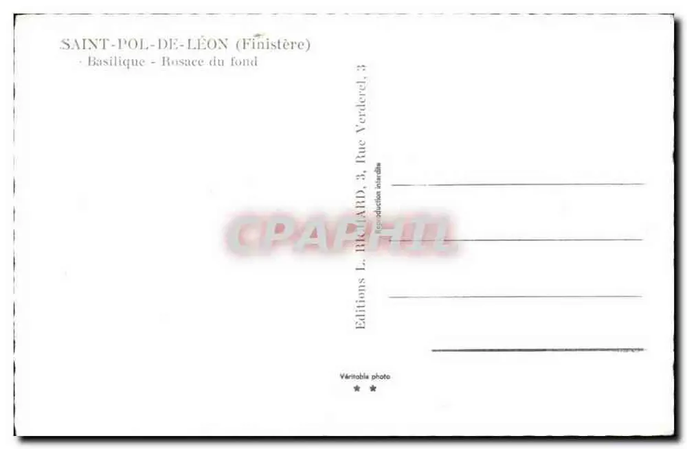 Saint-Pol-de-Léon (Finistère) — Basílica — Rosace do fundo — Edições L. Béillard - Verso
