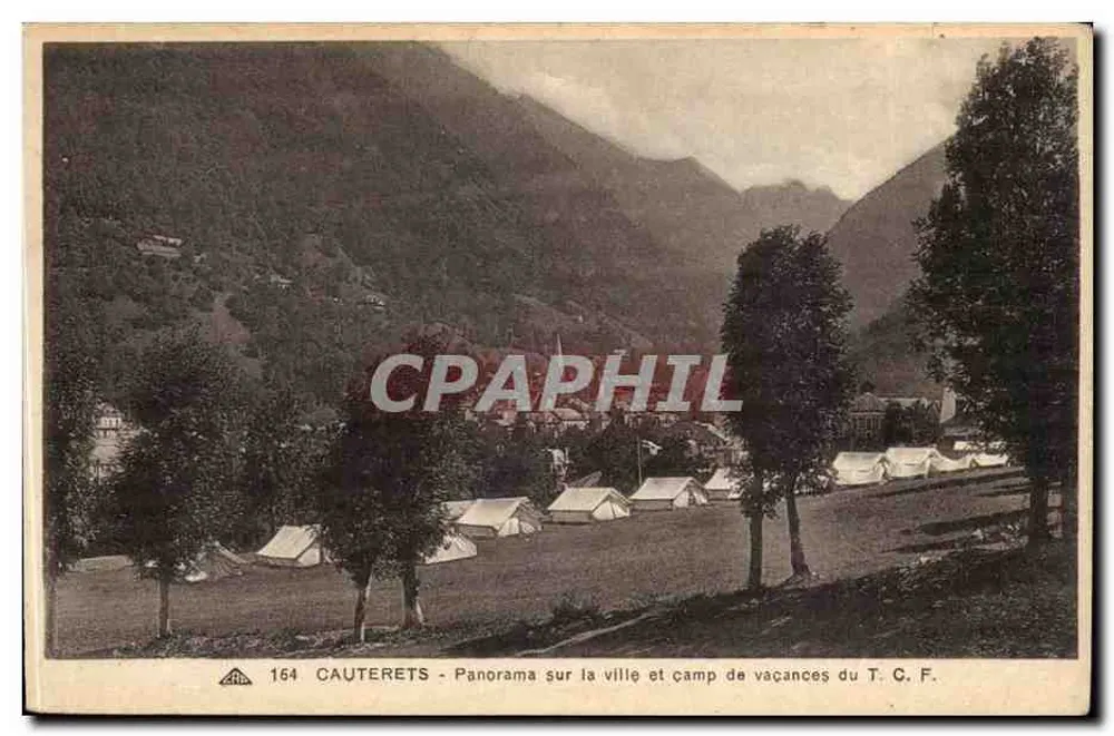 Cauterets - Panorama der Stadt und des T.C.F. Ferienlagers - Vorderseite