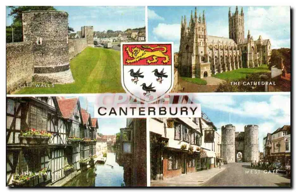 Canterbury — Muralhas da Cidade, A Catedral, O Weald, Porta Oeste — J. Salmon Cameracolour - Frente