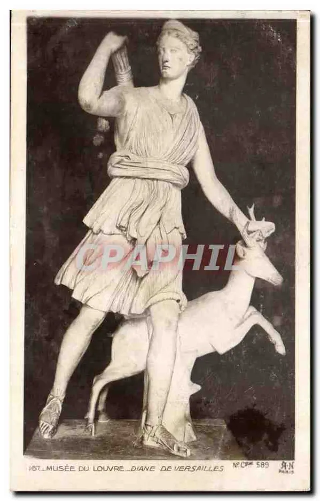 Diane de Versailles — estátua no museu do Louvre — editor J.N. Paris, n° de série 589 - Frente