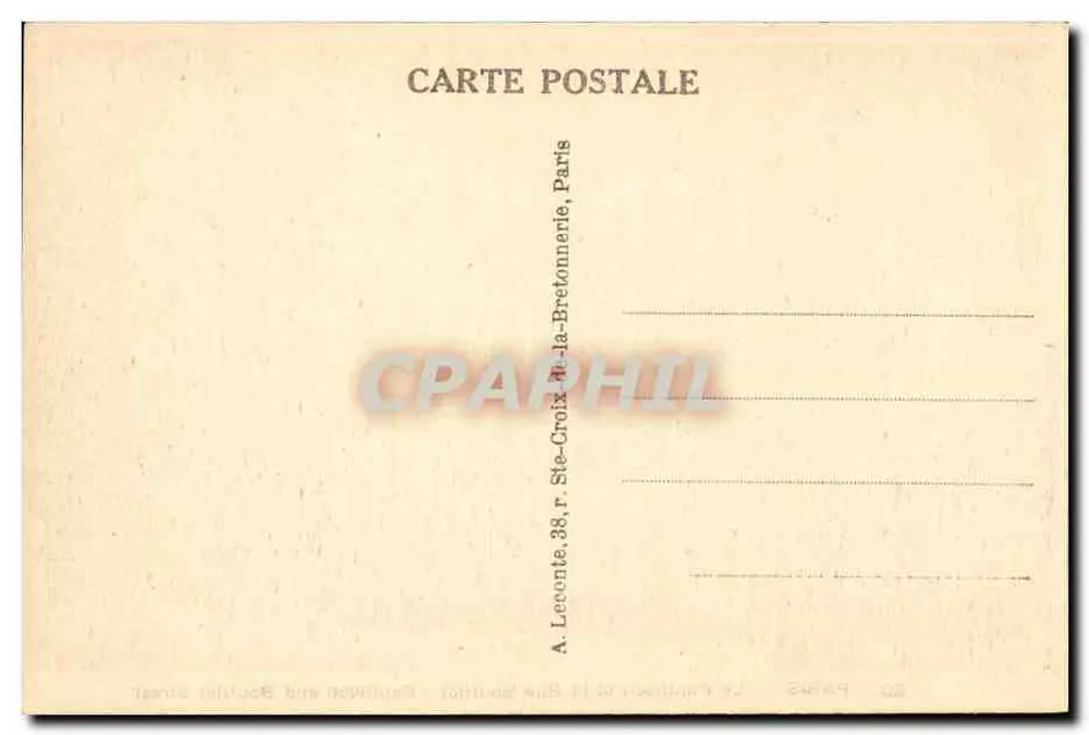 Paris — O Panteão e a Rue Soufflot — A. Leconte, 38, r. Ste-Croix, Paris - Verso