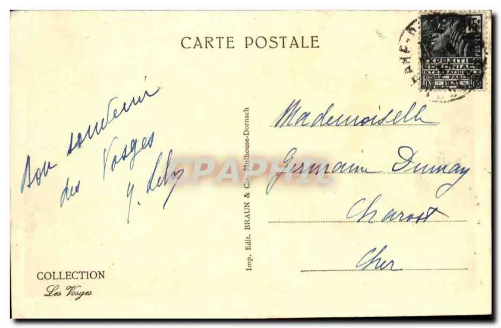Épinal — Vista Geral — Editor Braun & Cie, n° 2954 - Verso